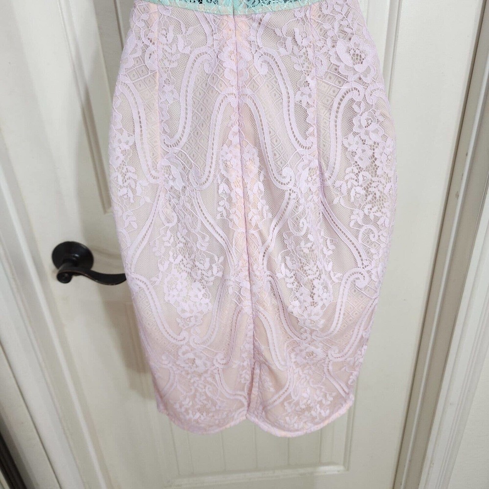 House of CB Womens Dress Alvaro Pink Purple Pastel Floral Lace Halter Bodycon S - Picture 8 of 10
